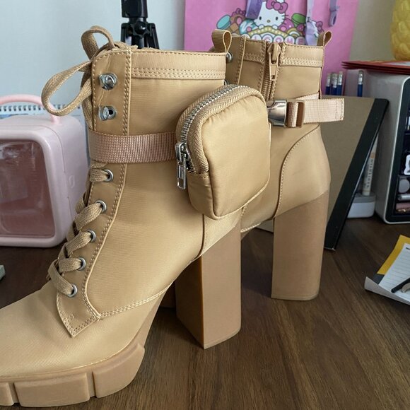 Steve Madden Beige Combat Heel Boots - Size 8 - Renegade-pc - Picture 2 of 4